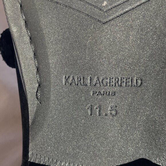KARL LAGERFELD PARIS 11.5 Mens 3-buckle Leather and Suede Black main image 6